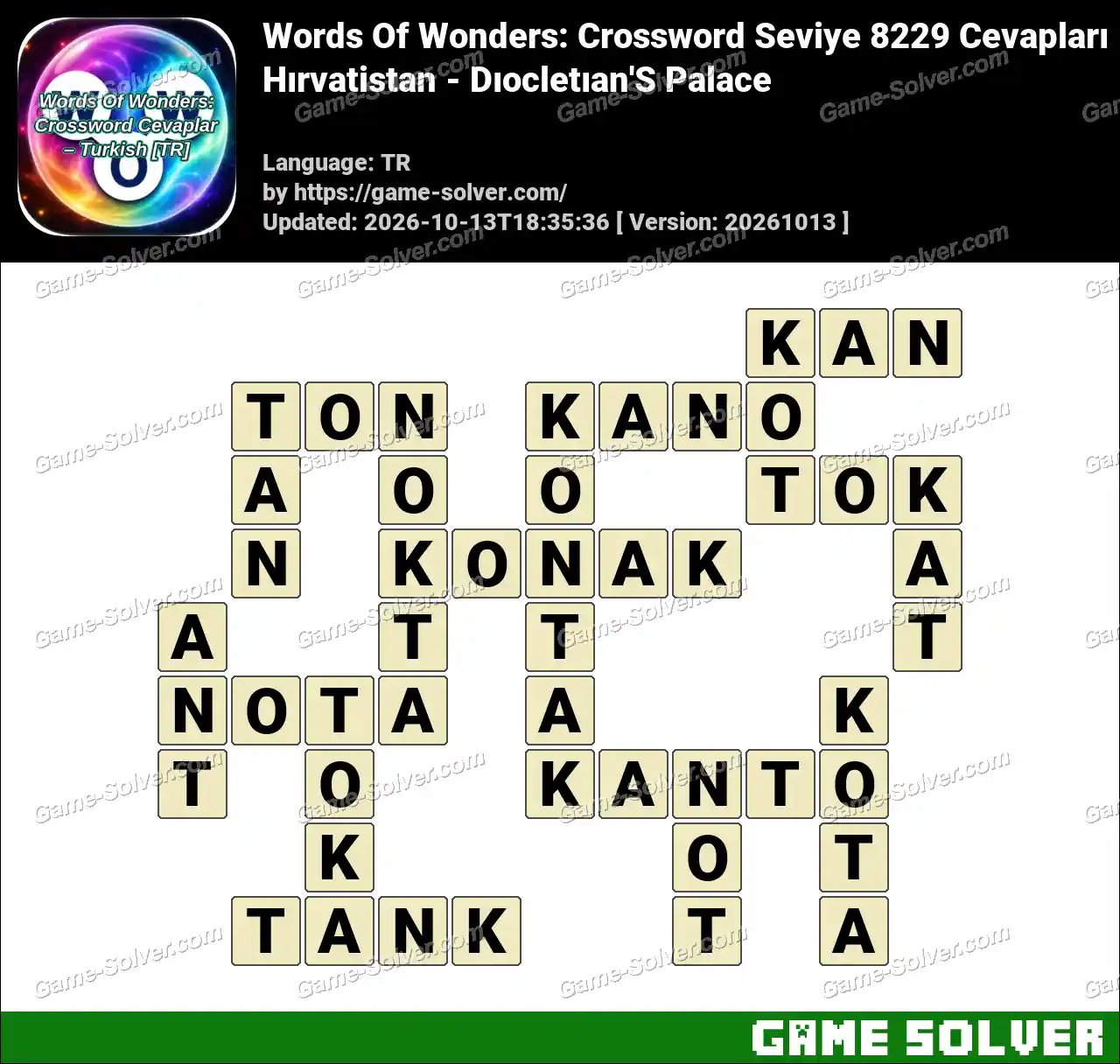 Words Of Wonders: Crossword Seviye 8229 Cevapları – Hırvatistan – Dıocletıan’S Palace